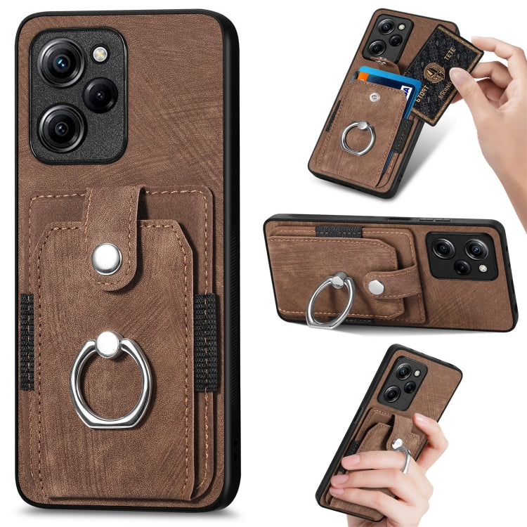Retro Skin-feel Ring Card Wallet Phone Case, For Google Pixel 6 Pro, For Google Pixel 6, For Google Pixel 7 Pro, For Google Pixel 7, For Xiaomi Poco X5 Pro, For Xiaomi Redmi 9A