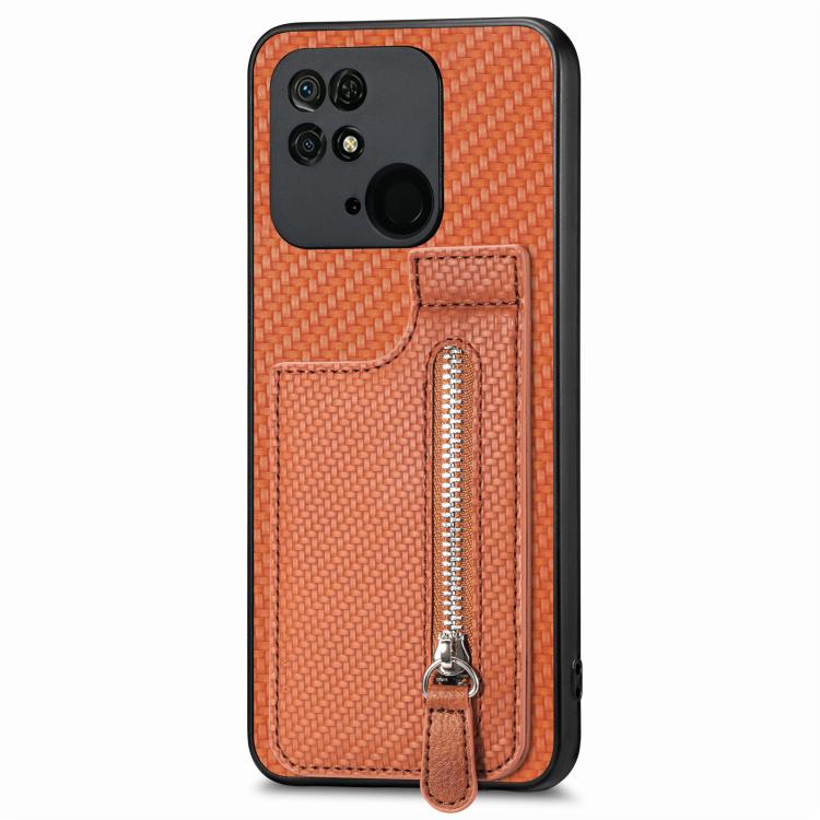 Carbon Fiber Vertical Flip Zipper Phone Case, For Xiaomi 12T, For Xiaomi POCO M5 4G, For Redmi Note 11T Pro 5G, For Redmi 10C, For Redmi Note 11 4G, For Redmi 10, For Redmi Note 10 4G