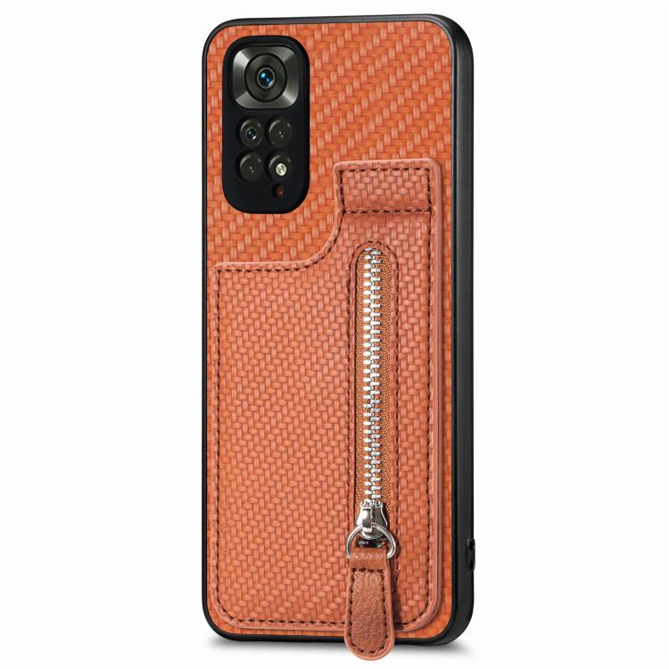Carbon Fiber Vertical Flip Zipper Phone Case, For Xiaomi 12T, For Xiaomi POCO M5 4G, For Redmi Note 11T Pro 5G, For Redmi 10C, For Redmi Note 11 4G, For Redmi 10, For Redmi Note 10 4G