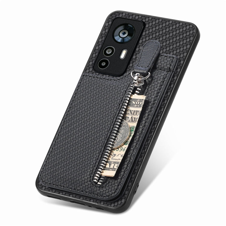 Carbon Fiber Vertical Flip Zipper Phone Case, For Xiaomi 12T, For Xiaomi POCO M5 4G, For Redmi Note 11T Pro 5G, For Redmi 10C, For Redmi Note 11 4G, For Redmi 10, For Redmi Note 10 4G