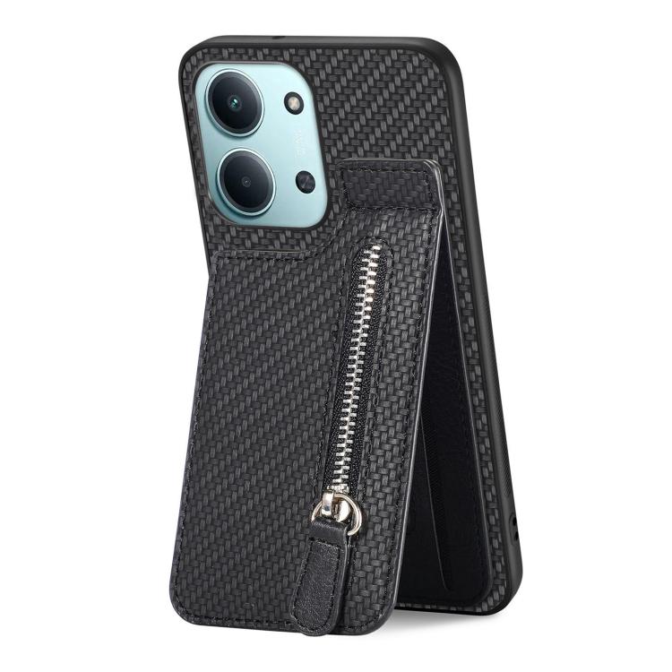 Carbon Fiber Vertical Flip Zipper Phone Case, For Redmi 15C 5G / 4G Glodal 171mm, For Xiaomi 15T, For Redmi K80 Pro / Poco F7 Ultra, For Redmi K80 / Poco F7 Pro, For Redmi Turbo 4, For Xiaomi Poco X7 Pro, For Redmi Note 12 5G, For Xiaomi 13 Pro        ...