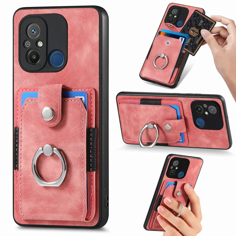 Retro Skin-feel Ring Card Wallet Phone Case, For Redmi 12C, For Redmi Note 12 4G, For Redmi Note 12 Pro+