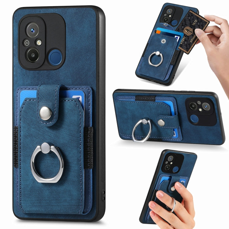 Retro Skin-feel Ring Card Wallet Phone Case, For Redmi 12C, For Redmi Note 12 4G, For Redmi Note 12 Pro+