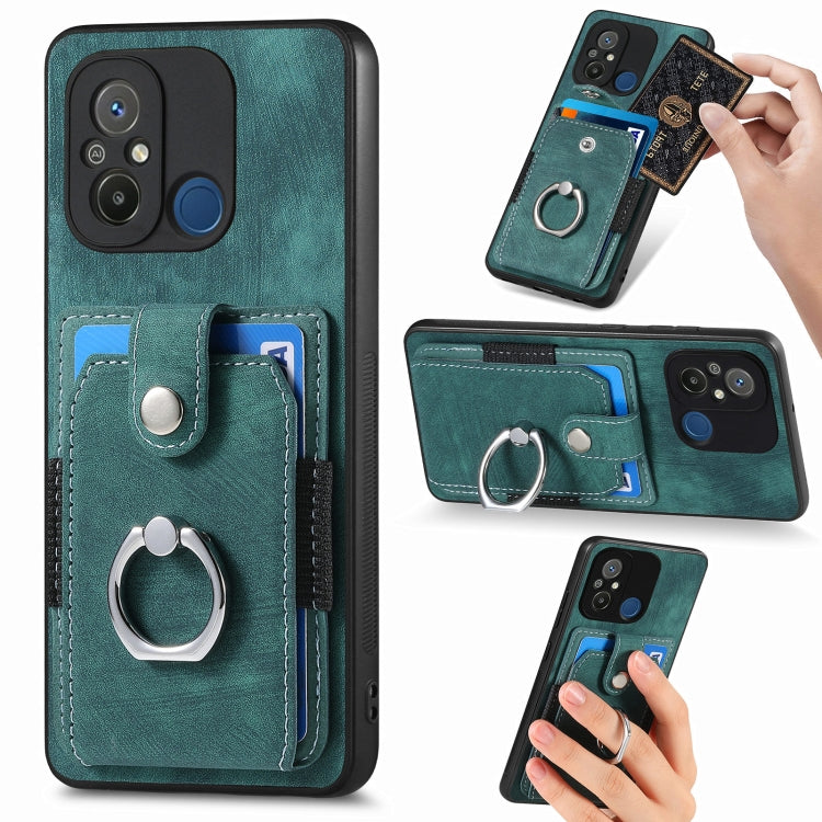 Retro Skin-feel Ring Card Wallet Phone Case, For Redmi 12C, For Redmi Note 12 4G, For Redmi Note 12 Pro+