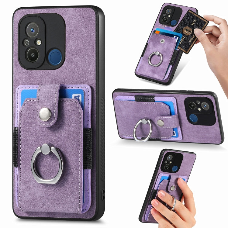 Retro Skin-feel Ring Card Wallet Phone Case, For Redmi 12C, For Redmi Note 12 4G, For Redmi Note 12 Pro+