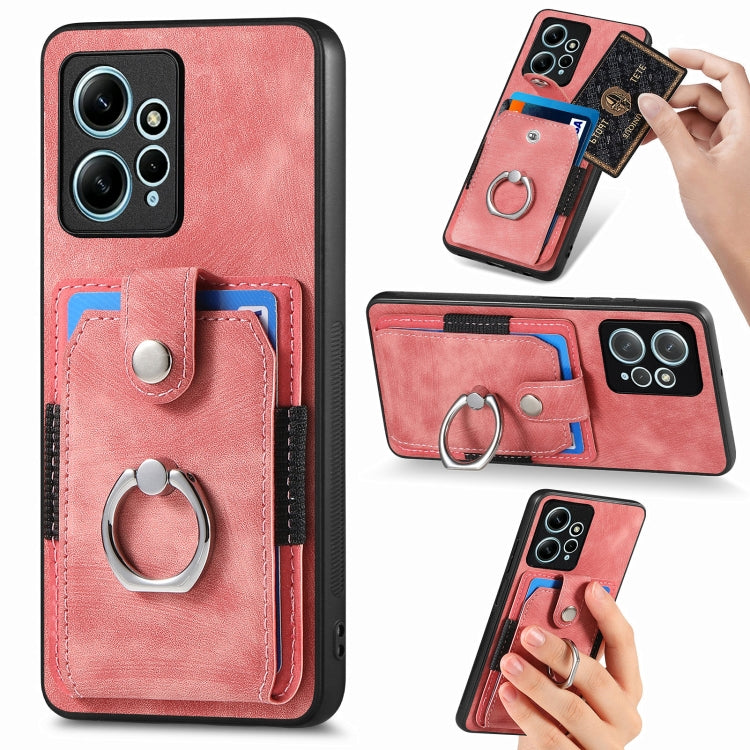 Retro Skin-feel Ring Card Wallet Phone Case, For Redmi 12C, For Redmi Note 12 4G, For Redmi Note 12 Pro+