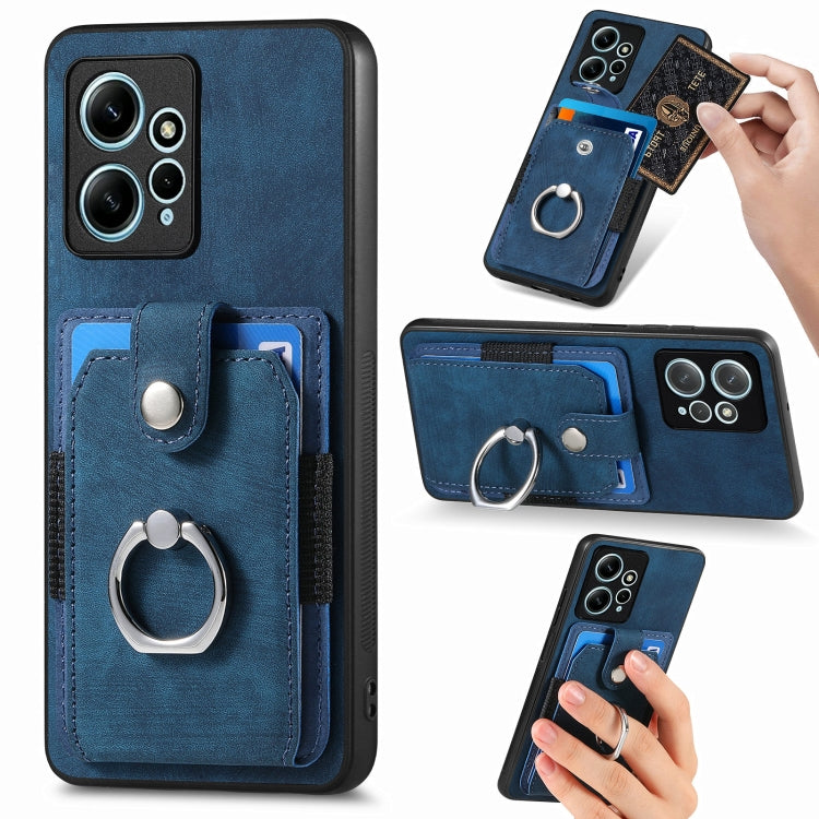 Retro Skin-feel Ring Card Wallet Phone Case, For Redmi 12C, For Redmi Note 12 4G, For Redmi Note 12 Pro+