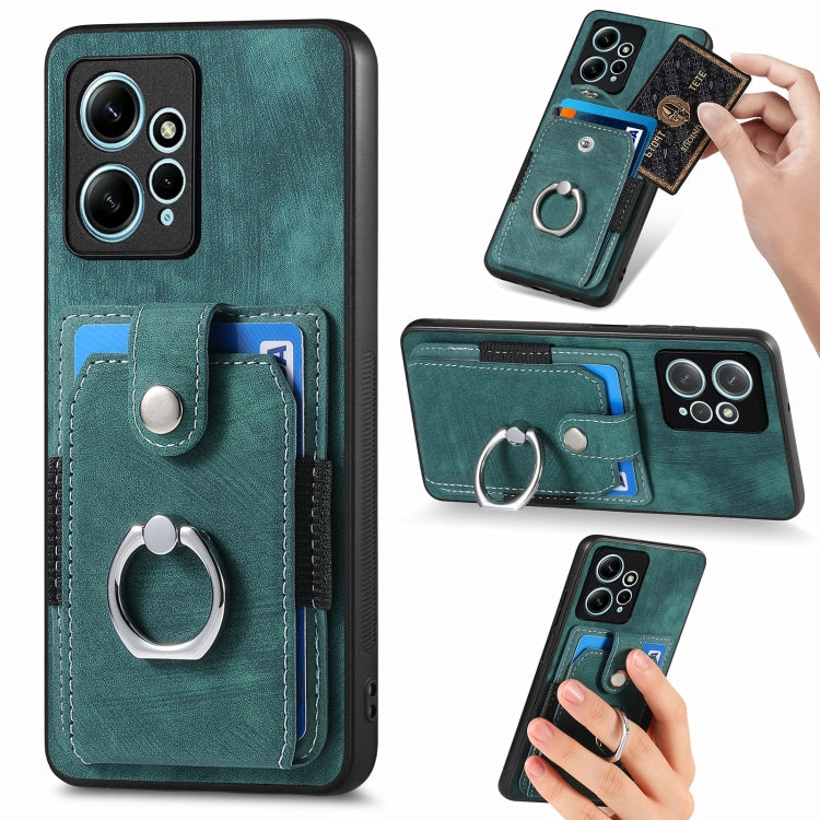 Retro Skin-feel Ring Card Wallet Phone Case, For Redmi 12C, For Redmi Note 12 4G, For Redmi Note 12 Pro+