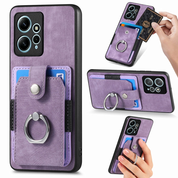 Retro Skin-feel Ring Card Wallet Phone Case, For Redmi 12C, For Redmi Note 12 4G, For Redmi Note 12 Pro+