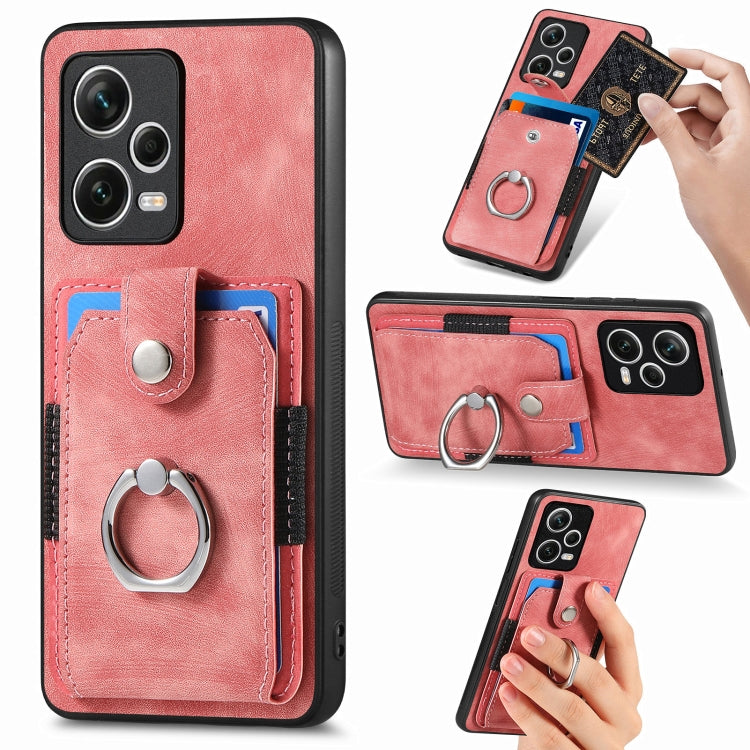 Retro Skin-feel Ring Card Wallet Phone Case, For Redmi 12C, For Redmi Note 12 4G, For Redmi Note 12 Pro+