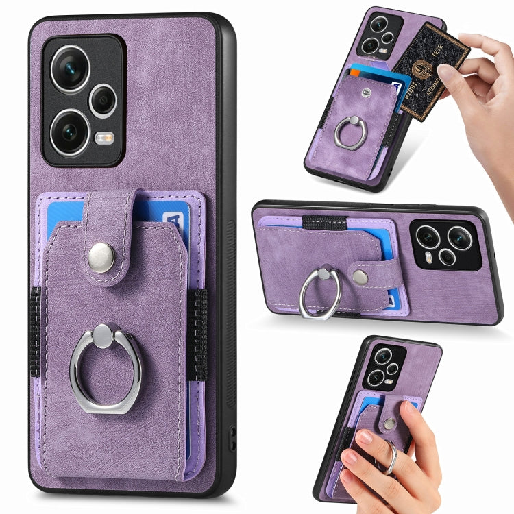 Retro Skin-feel Ring Card Wallet Phone Case, For Redmi 12C, For Redmi Note 12 4G, For Redmi Note 12 Pro+