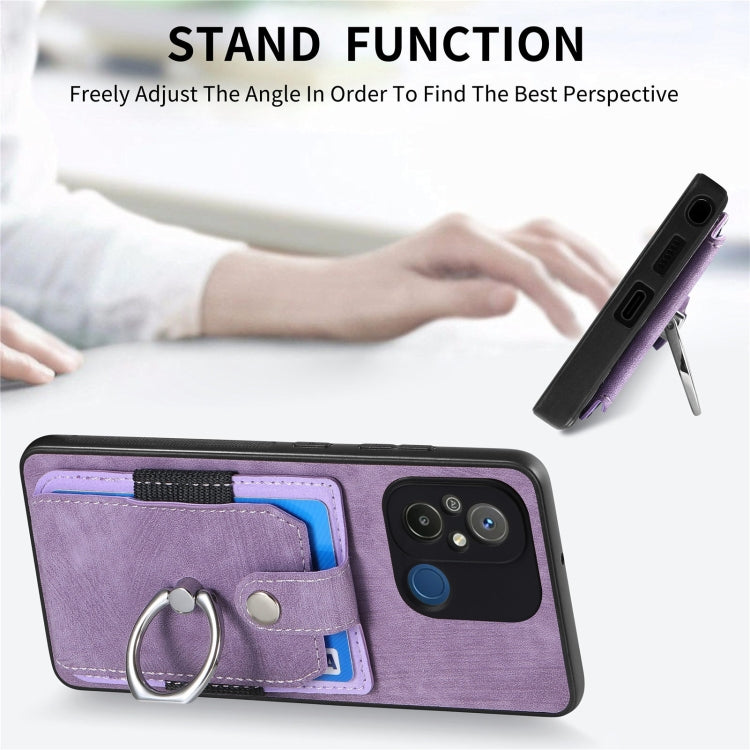 Retro Skin-feel Ring Card Wallet Phone Case, For Redmi 12C, For Redmi Note 12 4G, For Redmi Note 12 Pro+