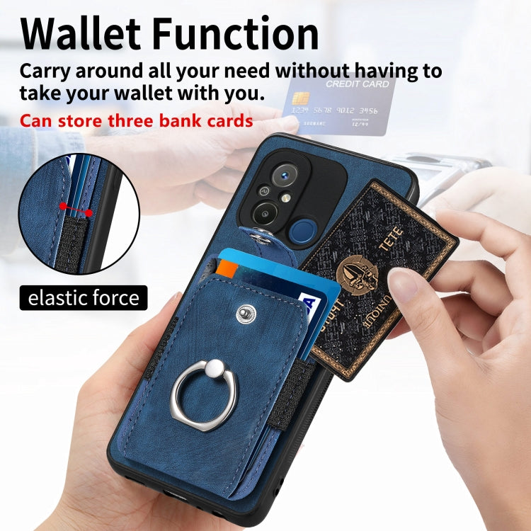 Retro Skin-feel Ring Card Wallet Phone Case, For Redmi 12C, For Redmi Note 12 4G, For Redmi Note 12 Pro+