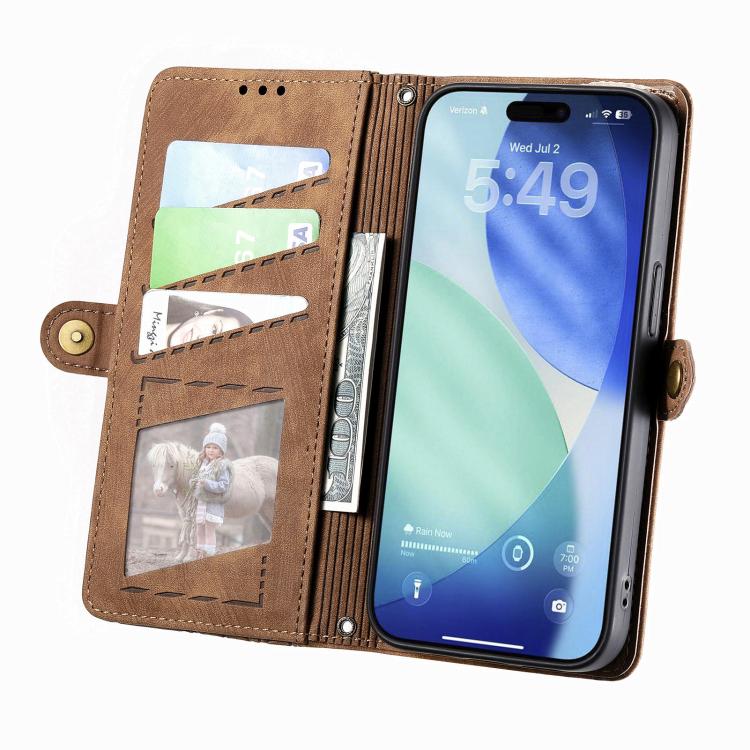 Geometric Zipper Wallet Side Buckle Leather Phone Case, For iPhone 18 Pro / 17 Pro, For iPhone 18 Pro Max / 17 Pro Max, For iPhone 17e / 16e, For iPhone 17, For iPhone Air, For iPhone 16 Pro Max, For iPhone 16 Pro, For iPhone 16 Plus