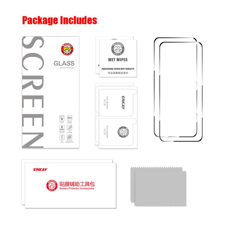 2pcs ENKAY Hat-Prince Full Glue High Aluminum-silicon Tempered Glass Film, For Redmi Note 15 Pro 5G Global 163.6mm, For Redmi 15C Global 171.5mm / Poco C85, For Redmi 15C 5G / 4G EU 173mm, For Redmi 13X, For Redmi Note 14S 4G, For Redmi Turbo 4        ...