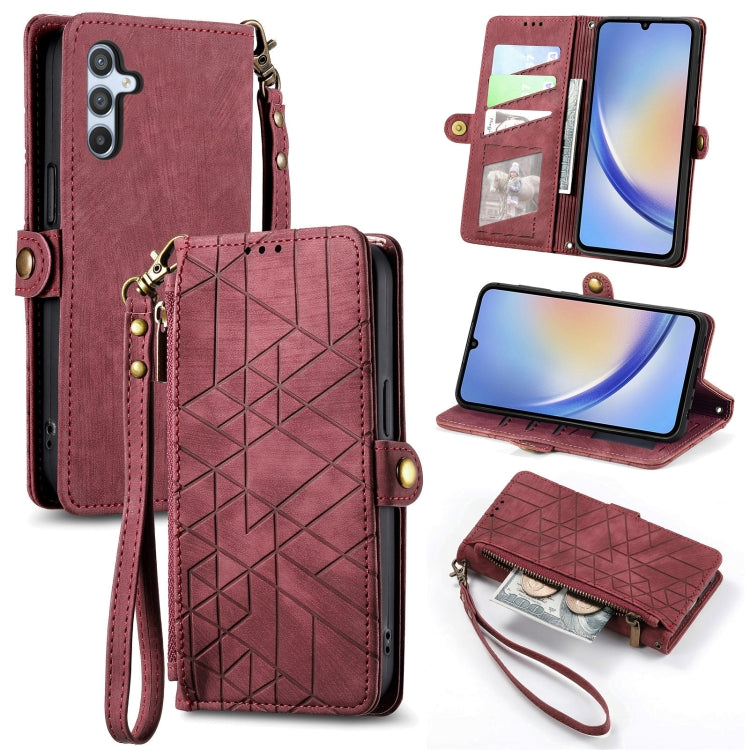 Geometric Zipper Wallet Side Buckle Leather Phone Case, For Samsung Galaxy A22 5G, For Samsung Galaxy S21 FE 5G, For Samsung Galaxy A32 4G, For Samsung Galaxy A72, For Samsung Galaxy A52 5G, For Samsung Galaxy A32 5G, For Samsung Galaxy S21 5G         ...