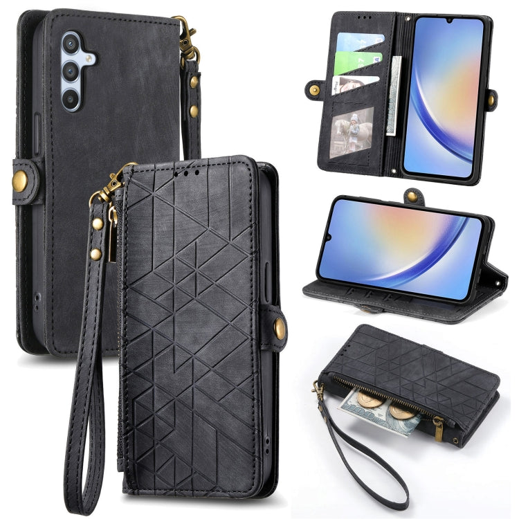 Geometric Zipper Wallet Side Buckle Leather Phone Case, For Samsung Galaxy A22 5G, For Samsung Galaxy S21 FE 5G, For Samsung Galaxy A32 4G, For Samsung Galaxy A72, For Samsung Galaxy A52 5G, For Samsung Galaxy A32 5G, For Samsung Galaxy S21 5G         ...