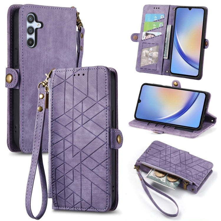 Geometric Zipper Wallet Side Buckle Leather Phone Case, For Samsung Galaxy A13 4G, For Samsung Galaxy M52 5G, For Samsung Galaxy S22 Ultra 5G, For Samsung Galaxy S22+ 5G, For Samsung Galaxy S22 5G, For Samsung Galaxy A13 5G, For Samsung Galaxy A41     ...