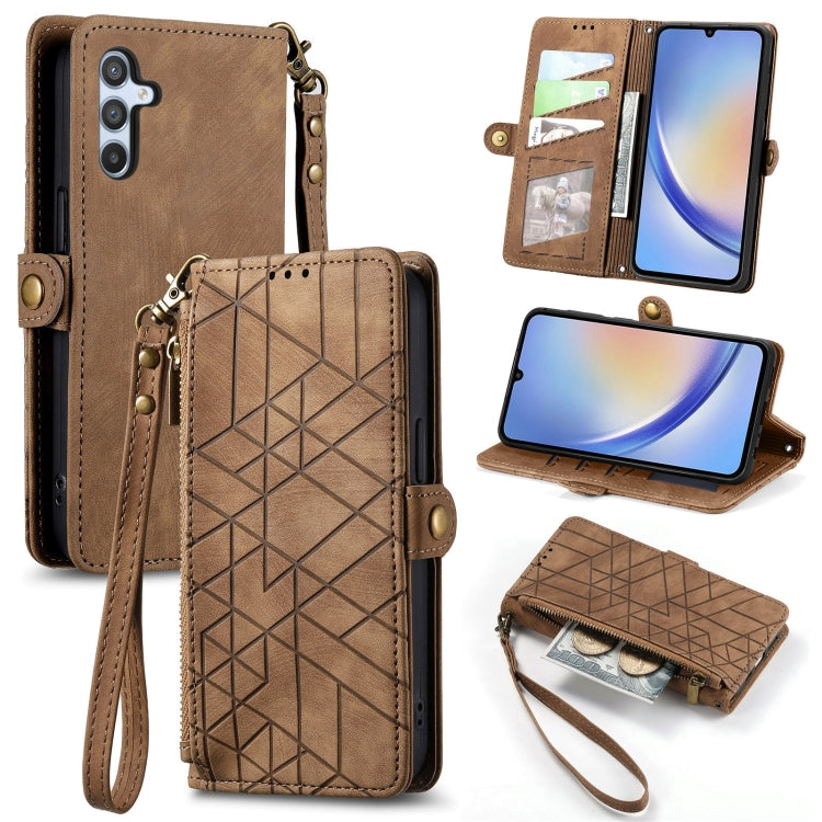 Geometric Zipper Wallet Side Buckle Leather Phone Case, For Samsung Galaxy A54 5G, For Samsung Galaxy S23 Ultra 5G, For Samsung Galaxy S23+ 5G, For Samsung Galaxy S23 5G, For Samsung Galaxy A14 5G, For Samsung Galaxy S20 FE, For Samsung Galaxy M33     ...