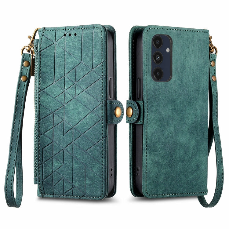 Geometric Zipper Wallet Side Buckle Leather Phone Case, For Samsung Galaxy S25 Ultra 5G, For Samsung Galaxy C55, For Samsung Galaxy M55, For Samsung Galaxy A55 5G, For Samsung Galaxy S24 Ultra 5G, For Samsung Galaxy S24+ 5G, For Samsung Galaxy S24 5G  ...