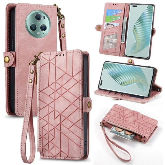 Geometric Zipper Wallet Side Buckle Leather Phone Case, For Honor Magic5, For Honor X8A, For Honor X9A, For Honor X7A, For Honor 80 SE, For Honor 80, For Honor 80 Pro, For Honor X40 GT