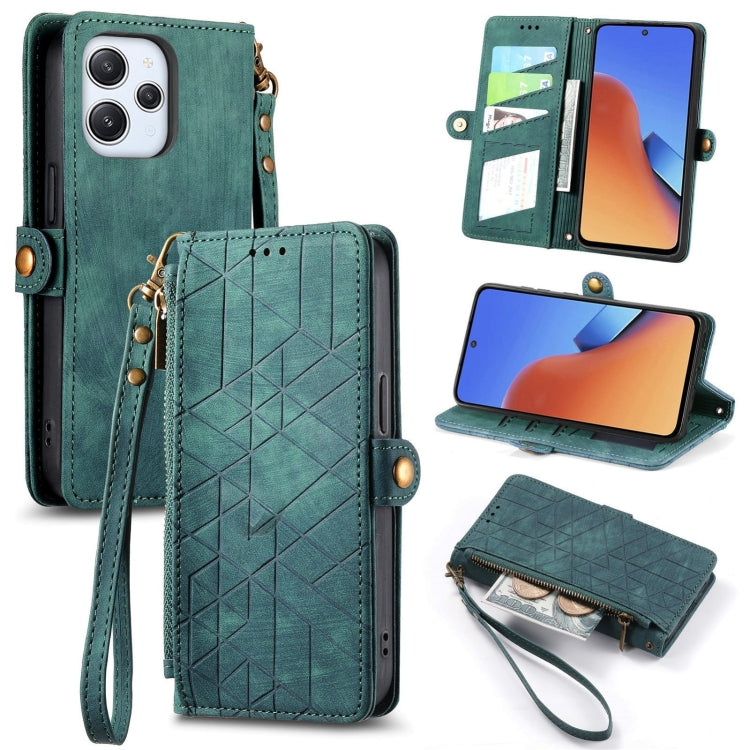 Geometric Zipper Wallet Side Buckle Leather Phone Case, For Xiaomi Redmi 12, For Xiaomi Redmi Note 12S, For Xiaomi Redmi Note 12 4G, For Redmi Note 12 Turbo, For Xiaomi Redmi Note 12 5G, For Xiaomi Redmi 12C, For Xiaomi Redmi A1                        ...
