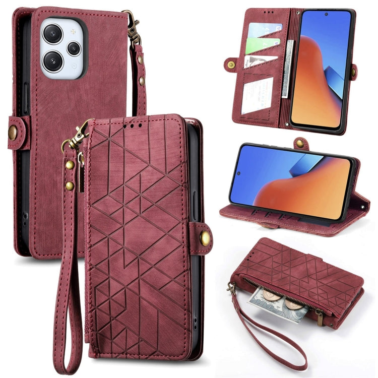 Geometric Zipper Wallet Side Buckle Leather Phone Case, For Xiaomi Redmi 12, For Xiaomi Redmi Note 12S, For Xiaomi Redmi Note 12 4G, For Redmi Note 12 Turbo, For Xiaomi Redmi Note 12 5G, For Xiaomi Redmi 12C, For Xiaomi Redmi A1                        ...