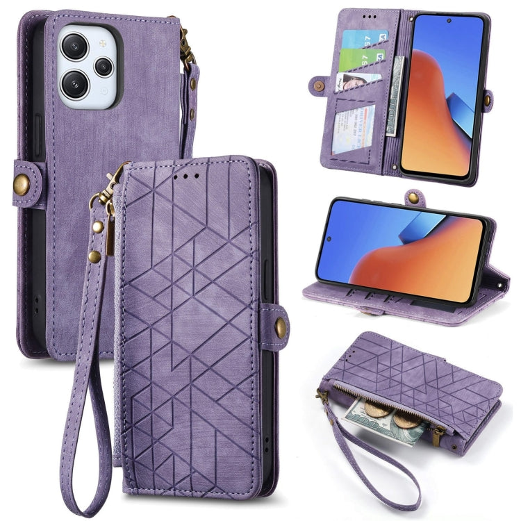 Geometric Zipper Wallet Side Buckle Leather Phone Case, For Xiaomi Redmi 12, For Xiaomi Redmi Note 12S, For Xiaomi Redmi Note 12 4G, For Redmi Note 12 Turbo, For Xiaomi Redmi Note 12 5G, For Xiaomi Redmi 12C, For Xiaomi Redmi A1                        ...
