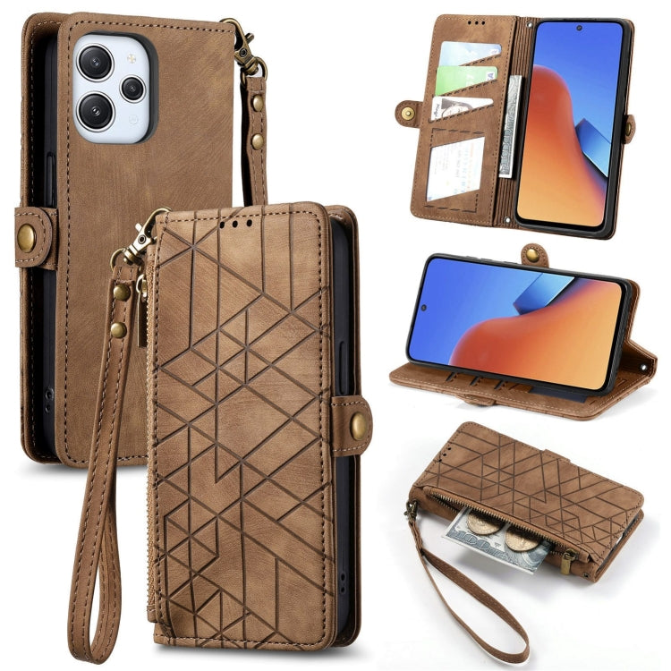 Geometric Zipper Wallet Side Buckle Leather Phone Case, For Xiaomi Redmi 12, For Xiaomi Redmi Note 12S, For Xiaomi Redmi Note 12 4G, For Redmi Note 12 Turbo, For Xiaomi Redmi Note 12 5G, For Xiaomi Redmi 12C, For Xiaomi Redmi A1                        ...