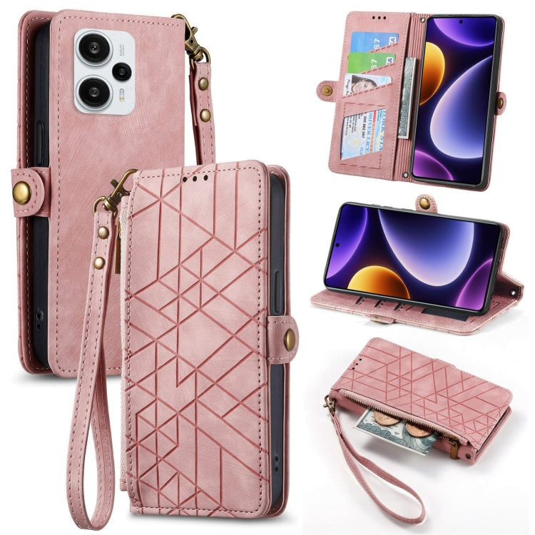 Geometric Zipper Wallet Side Buckle Leather Phone Case, For Xiaomi Redmi 12, For Xiaomi Redmi Note 12S, For Xiaomi Redmi Note 12 4G, For Redmi Note 12 Turbo, For Xiaomi Redmi Note 12 5G, For Xiaomi Redmi 12C, For Xiaomi Redmi A1                        ...