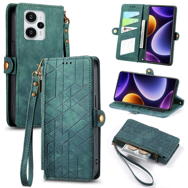 Geometric Zipper Wallet Side Buckle Leather Phone Case, For Xiaomi Redmi 12, For Xiaomi Redmi Note 12S, For Xiaomi Redmi Note 12 4G, For Redmi Note 12 Turbo, For Xiaomi Redmi Note 12 5G, For Xiaomi Redmi 12C, For Xiaomi Redmi A1                        ...