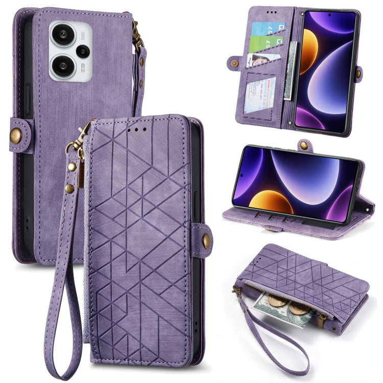Geometric Zipper Wallet Side Buckle Leather Phone Case, For Xiaomi Redmi 12, For Xiaomi Redmi Note 12S, For Xiaomi Redmi Note 12 4G, For Redmi Note 12 Turbo, For Xiaomi Redmi Note 12 5G, For Xiaomi Redmi 12C, For Xiaomi Redmi A1                        ...