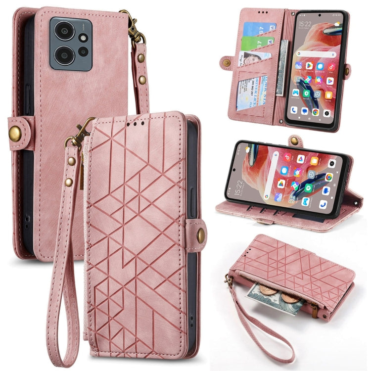Geometric Zipper Wallet Side Buckle Leather Phone Case, For Xiaomi Redmi 12, For Xiaomi Redmi Note 12S, For Xiaomi Redmi Note 12 4G, For Redmi Note 12 Turbo, For Xiaomi Redmi Note 12 5G, For Xiaomi Redmi 12C, For Xiaomi Redmi A1                        ...