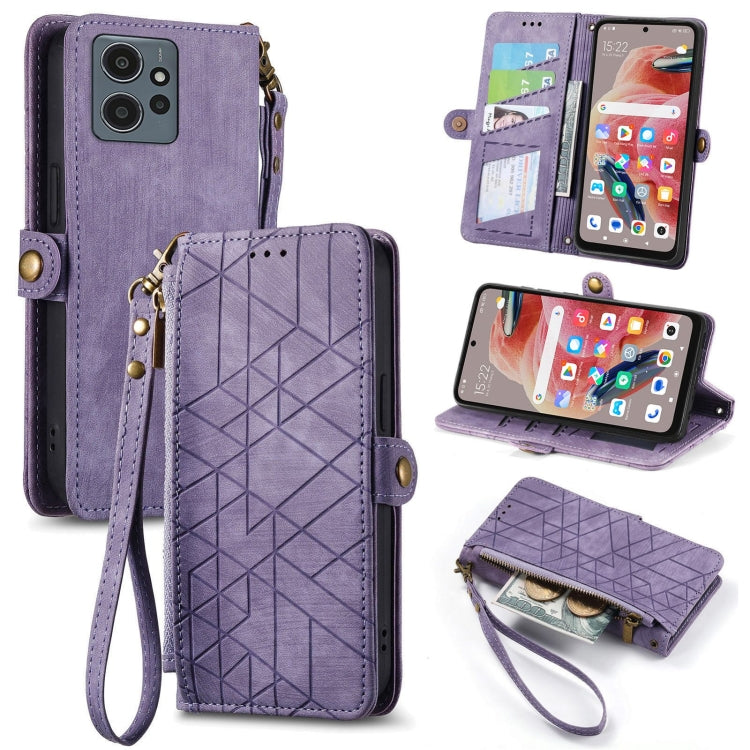 Geometric Zipper Wallet Side Buckle Leather Phone Case, For Xiaomi Redmi 12, For Xiaomi Redmi Note 12S, For Xiaomi Redmi Note 12 4G, For Redmi Note 12 Turbo, For Xiaomi Redmi Note 12 5G, For Xiaomi Redmi 12C, For Xiaomi Redmi A1                        ...
