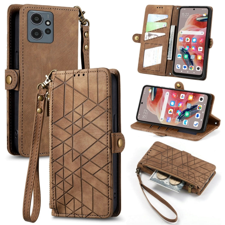 Geometric Zipper Wallet Side Buckle Leather Phone Case, For Xiaomi Redmi 12, For Xiaomi Redmi Note 12S, For Xiaomi Redmi Note 12 4G, For Redmi Note 12 Turbo, For Xiaomi Redmi Note 12 5G, For Xiaomi Redmi 12C, For Xiaomi Redmi A1                        ...