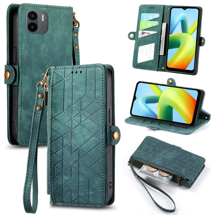 Geometric Zipper Wallet Side Buckle Leather Phone Case, For Xiaomi Redmi 12, For Xiaomi Redmi Note 12S, For Xiaomi Redmi Note 12 4G, For Redmi Note 12 Turbo, For Xiaomi Redmi Note 12 5G, For Xiaomi Redmi 12C, For Xiaomi Redmi A1                        ...
