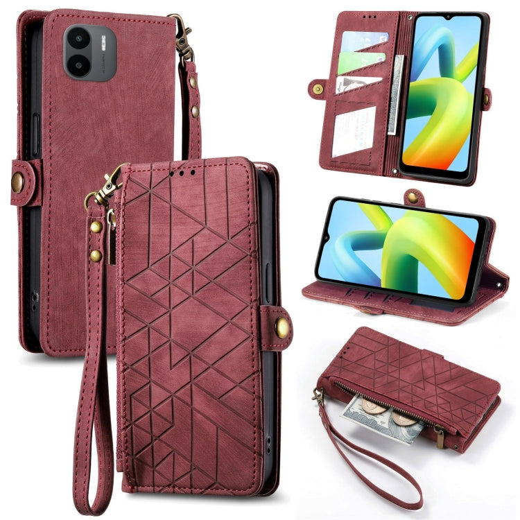 Geometric Zipper Wallet Side Buckle Leather Phone Case, For Xiaomi Redmi 12, For Xiaomi Redmi Note 12S, For Xiaomi Redmi Note 12 4G, For Redmi Note 12 Turbo, For Xiaomi Redmi Note 12 5G, For Xiaomi Redmi 12C, For Xiaomi Redmi A1                        ...