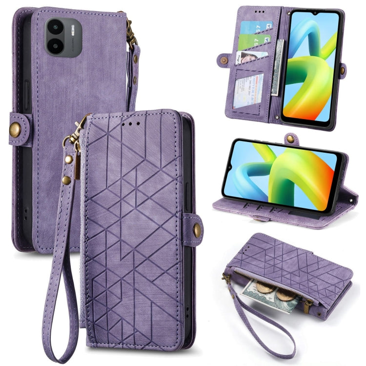 Geometric Zipper Wallet Side Buckle Leather Phone Case, For Xiaomi Redmi 12, For Xiaomi Redmi Note 12S, For Xiaomi Redmi Note 12 4G, For Redmi Note 12 Turbo, For Xiaomi Redmi Note 12 5G, For Xiaomi Redmi 12C, For Xiaomi Redmi A1                        ...