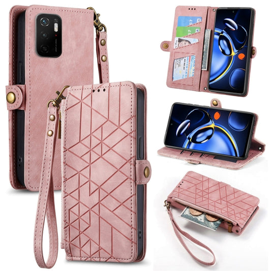 Geometric Zipper Wallet Side Buckle Leather Phone Case, For Xiaomi Redmi Note 11SE, For Xiaomi Redmi 10A, For Xiaomi Redmi 10C, For Xiaomi Redmi K50, For Redmi Note 11 Pro 4G, For Xiaomi Redmi 10, For Xiaomi Redmi Note 10 5G, For Xiaomi Redmi Note 10 4G
