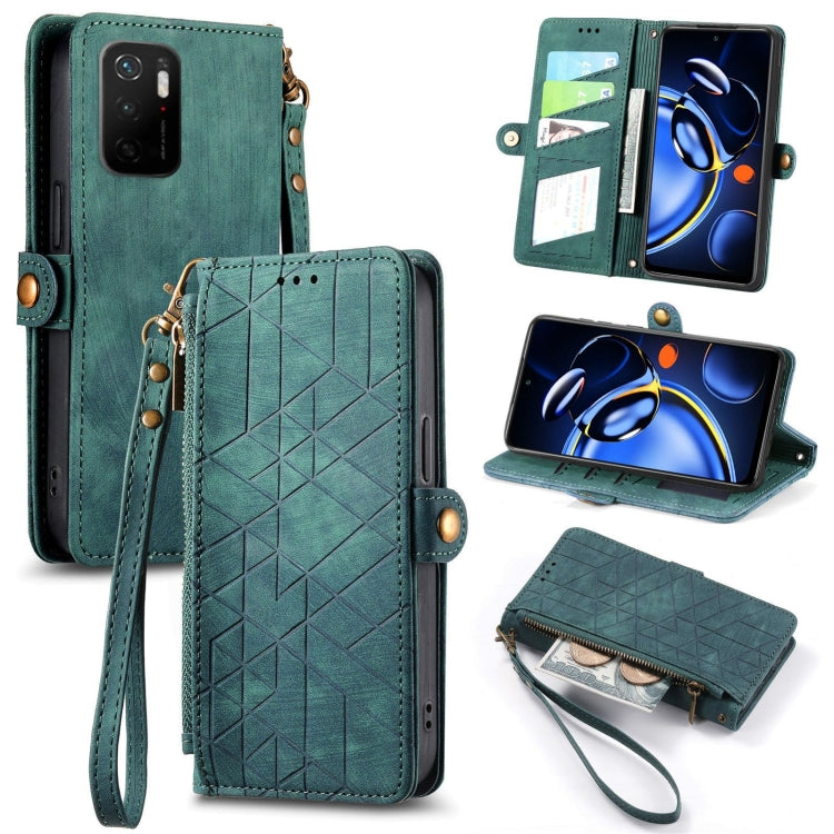 Geometric Zipper Wallet Side Buckle Leather Phone Case, For Xiaomi Redmi Note 11SE, For Xiaomi Redmi 10A, For Xiaomi Redmi 10C, For Xiaomi Redmi K50, For Redmi Note 11 Pro 4G, For Xiaomi Redmi 10, For Xiaomi Redmi Note 10 5G, For Xiaomi Redmi Note 10 4G