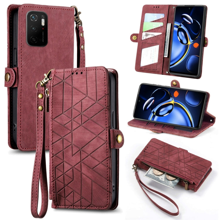 Geometric Zipper Wallet Side Buckle Leather Phone Case, For Xiaomi Redmi Note 11SE, For Xiaomi Redmi 10A, For Xiaomi Redmi 10C, For Xiaomi Redmi K50, For Redmi Note 11 Pro 4G, For Xiaomi Redmi 10, For Xiaomi Redmi Note 10 5G, For Xiaomi Redmi Note 10 4G