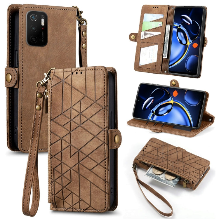 Geometric Zipper Wallet Side Buckle Leather Phone Case, For Xiaomi Redmi Note 11SE, For Xiaomi Redmi 10A, For Xiaomi Redmi 10C, For Xiaomi Redmi K50, For Redmi Note 11 Pro 4G, For Xiaomi Redmi 10, For Xiaomi Redmi Note 10 5G, For Xiaomi Redmi Note 10 4G