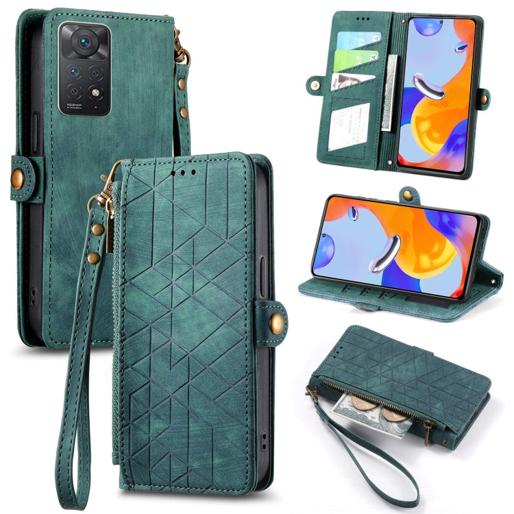 Geometric Zipper Wallet Side Buckle Leather Phone Case, For Xiaomi Redmi Note 11SE, For Xiaomi Redmi 10A, For Xiaomi Redmi 10C, For Xiaomi Redmi K50, For Redmi Note 11 Pro 4G, For Xiaomi Redmi 10, For Xiaomi Redmi Note 10 5G, For Xiaomi Redmi Note 10 4G