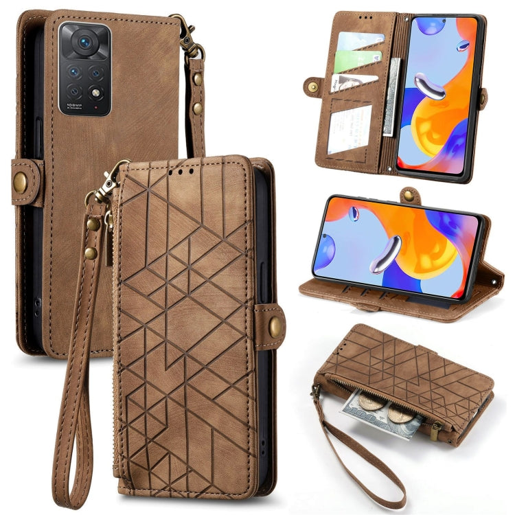 Geometric Zipper Wallet Side Buckle Leather Phone Case, For Xiaomi Redmi Note 11SE, For Xiaomi Redmi 10A, For Xiaomi Redmi 10C, For Xiaomi Redmi K50, For Redmi Note 11 Pro 4G, For Xiaomi Redmi 10, For Xiaomi Redmi Note 10 5G, For Xiaomi Redmi Note 10 4G