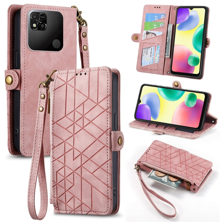 Geometric Zipper Wallet Side Buckle Leather Phone Case, For Xiaomi Redmi Note 11SE, For Xiaomi Redmi 10A, For Xiaomi Redmi 10C, For Xiaomi Redmi K50, For Redmi Note 11 Pro 4G, For Xiaomi Redmi 10, For Xiaomi Redmi Note 10 5G, For Xiaomi Redmi Note 10 4G
