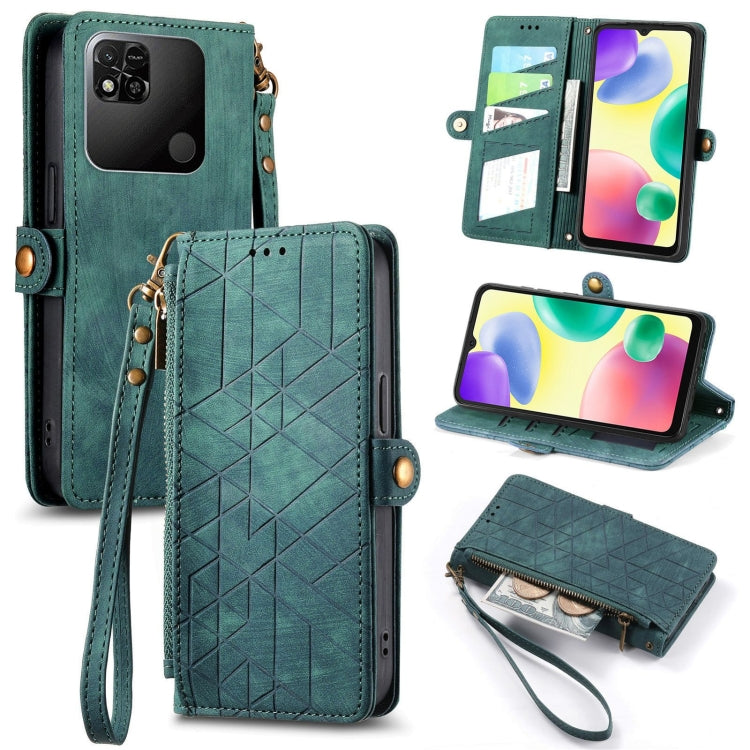 Geometric Zipper Wallet Side Buckle Leather Phone Case, For Xiaomi Redmi Note 11SE, For Xiaomi Redmi 10A, For Xiaomi Redmi 10C, For Xiaomi Redmi K50, For Redmi Note 11 Pro 4G, For Xiaomi Redmi 10, For Xiaomi Redmi Note 10 5G, For Xiaomi Redmi Note 10 4G
