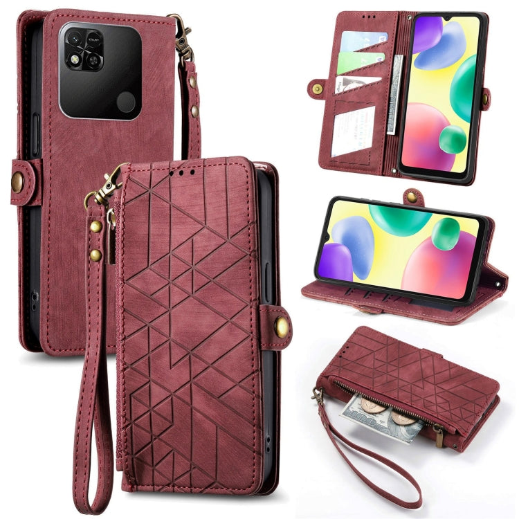 Geometric Zipper Wallet Side Buckle Leather Phone Case, For Xiaomi Redmi Note 11SE, For Xiaomi Redmi 10A, For Xiaomi Redmi 10C, For Xiaomi Redmi K50, For Redmi Note 11 Pro 4G, For Xiaomi Redmi 10, For Xiaomi Redmi Note 10 5G, For Xiaomi Redmi Note 10 4G