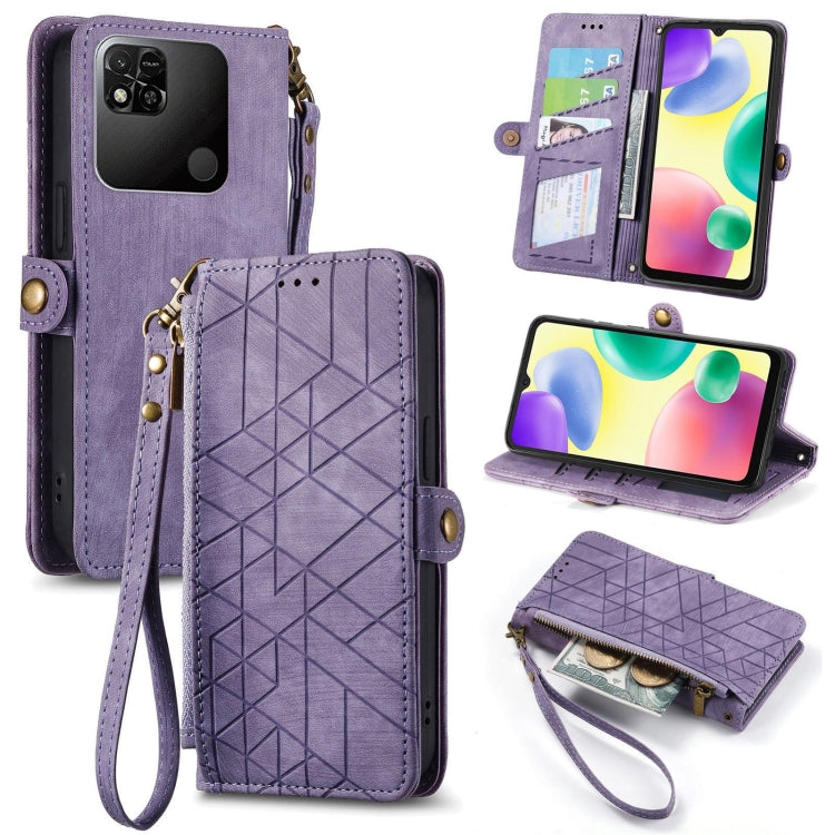 Geometric Zipper Wallet Side Buckle Leather Phone Case, For Xiaomi Redmi Note 11SE, For Xiaomi Redmi 10A, For Xiaomi Redmi 10C, For Xiaomi Redmi K50, For Redmi Note 11 Pro 4G, For Xiaomi Redmi 10, For Xiaomi Redmi Note 10 5G, For Xiaomi Redmi Note 10 4G