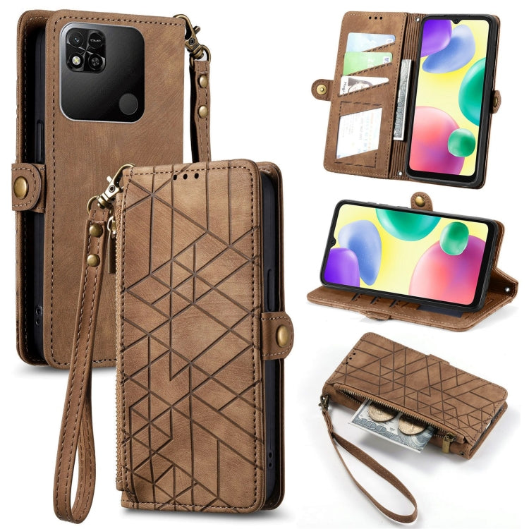 Geometric Zipper Wallet Side Buckle Leather Phone Case, For Xiaomi Redmi Note 11SE, For Xiaomi Redmi 10A, For Xiaomi Redmi 10C, For Xiaomi Redmi K50, For Redmi Note 11 Pro 4G, For Xiaomi Redmi 10, For Xiaomi Redmi Note 10 5G, For Xiaomi Redmi Note 10 4G