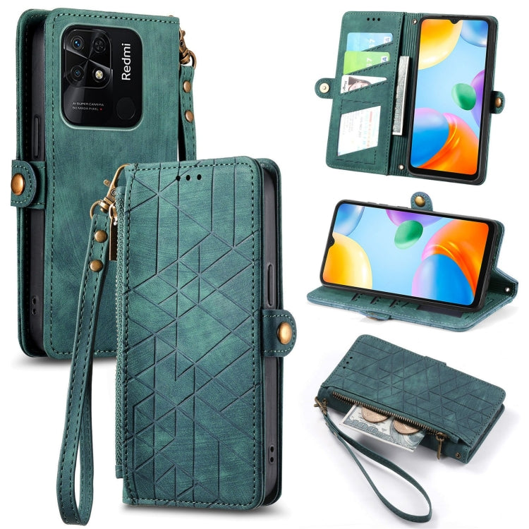 Geometric Zipper Wallet Side Buckle Leather Phone Case, For Xiaomi Redmi Note 11SE, For Xiaomi Redmi 10A, For Xiaomi Redmi 10C, For Xiaomi Redmi K50, For Redmi Note 11 Pro 4G, For Xiaomi Redmi 10, For Xiaomi Redmi Note 10 5G, For Xiaomi Redmi Note 10 4G